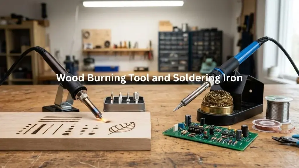 Wood Burning Tool vs Soldering Iron displayed side by side on a workshop bench