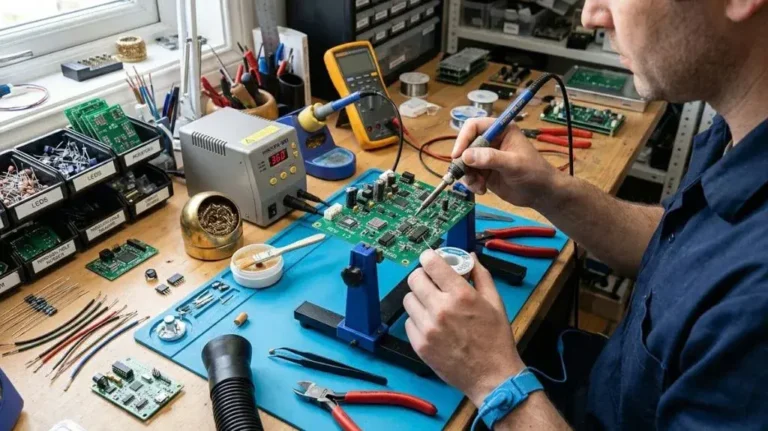 Soldering iron used for joining wires and repairing a circuit board