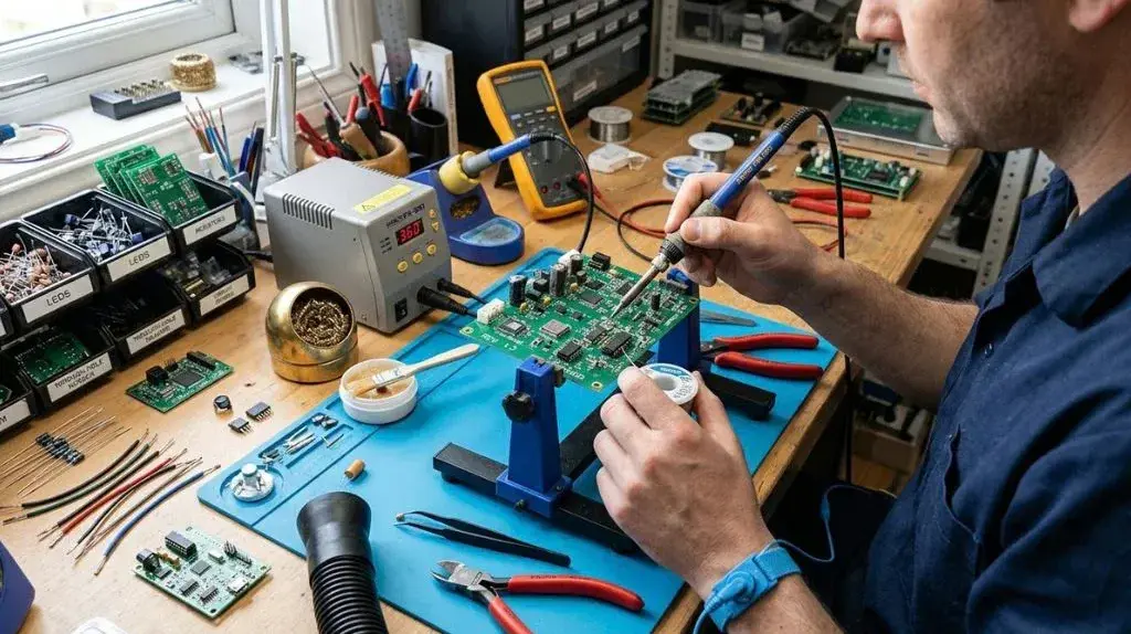 Soldering iron used for joining wires and repairing a circuit board