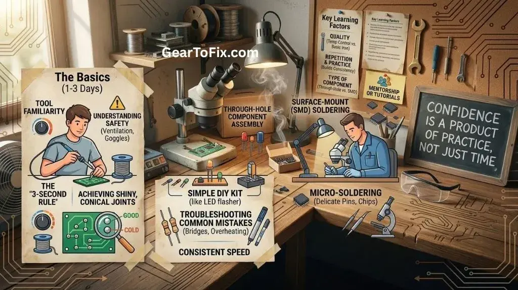 How Long Does It Take to Learn Soldering with a PCB practice setup