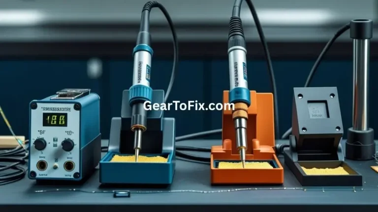 Variable vs Fixed Soldering Iron with adjustable and fixed-temperature soldering setups on an electronics workbench.